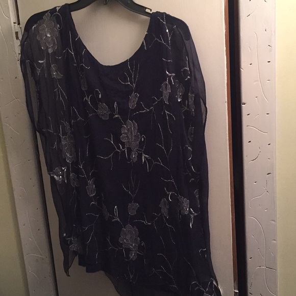 Ambra Made in Italy Embellished 💯 Silk Top - Picture 6 of 7